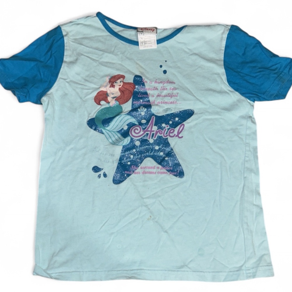 Disney Store Ariel The Little Mermaid Glitter  Pajama Top Shirt Girls Size L